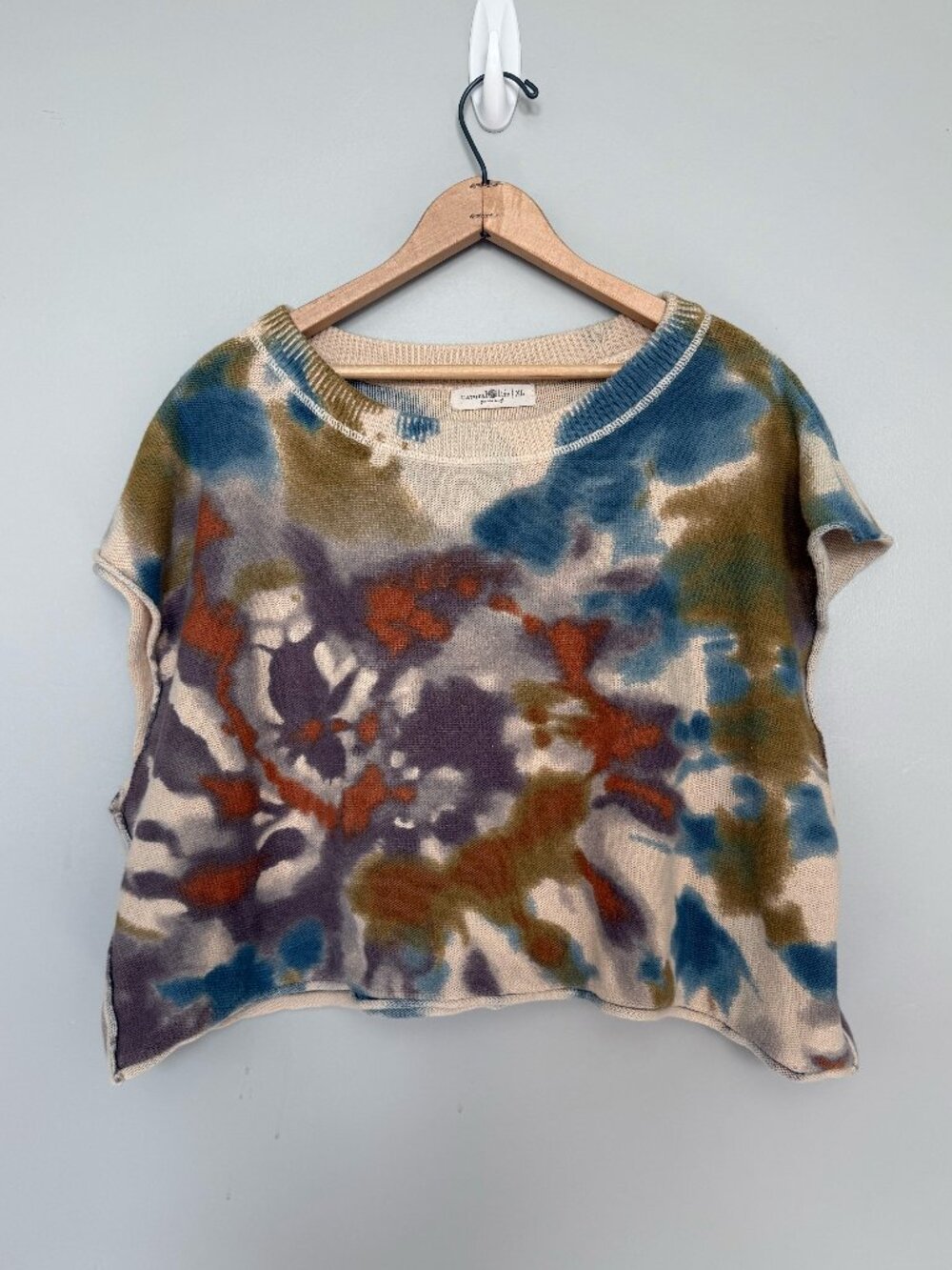 Natural Life Tie Dye Cotton Knit Top Women’s XL Boho Earthy Boxy